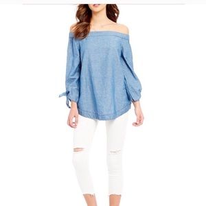 Free People chambray Off the shoulder top